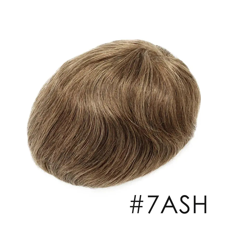 100% Natural Human Hair Toupee Men Wig Systems Unique Design Mono & Pu Breathable For Male Hair Prosthesis Free Shipping