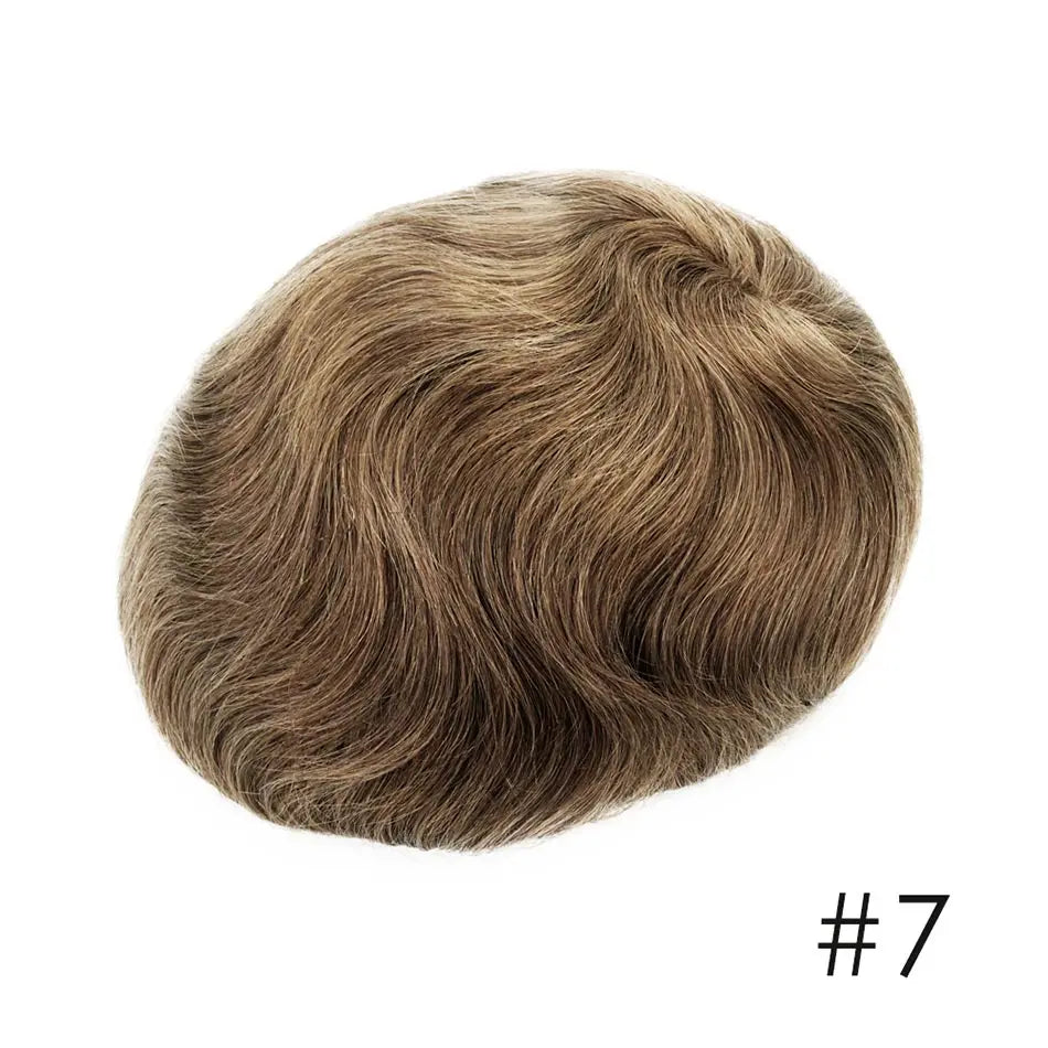 100% Natural Human Hair Toupee Men Wig Systems Unique Design Mono & Pu Breathable For Male Hair Prosthesis Free Shipping