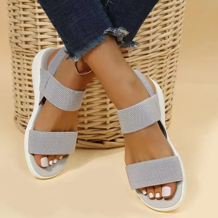 Summer New Sports Style Ladies Elastic Thick-Soled Beach Sandals