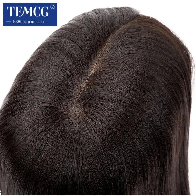Topper For Women Injected Skin 100% Chinese Cuticle Remy Virgin Human Hair Wigs Straight Topper Silky Hairpieces for Woman