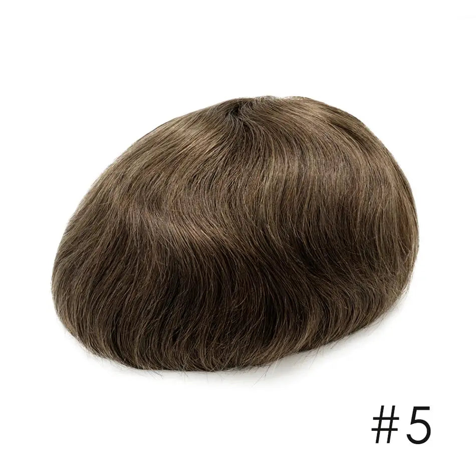 100% Natural Human Hair Toupee Men Wig Systems Unique Design Mono & Pu Breathable For Male Hair Prosthesis Free Shipping