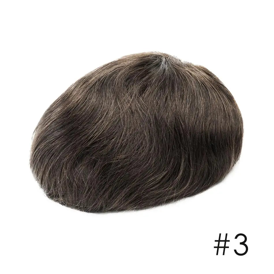 100% Natural Human Hair Toupee Men Wig Systems Unique Design Mono & Pu Breathable For Male Hair Prosthesis Free Shipping