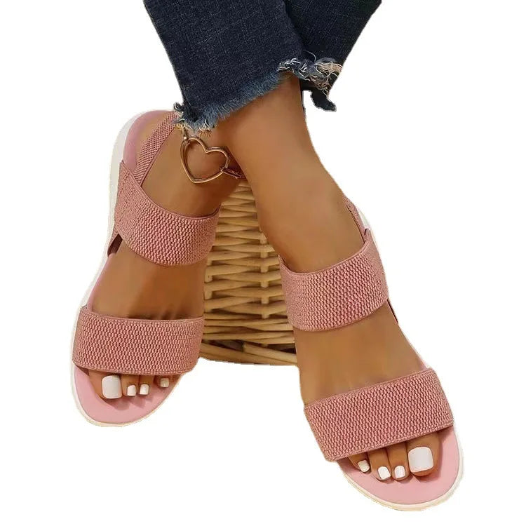 Summer New Sports Style Ladies Elastic Thick-Soled Beach Sandals