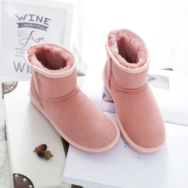 Snow Boots Women Waterproof Australia Winter Warm Shoes Non-slip Rubber Sole 100% Genuine Cowhide Leather Big Size Wholesale