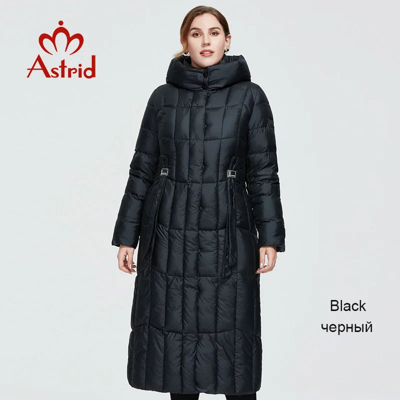 Astrid 2022 New Winter Women's coat women long warm parka Plaid fashion thick Jacket hooded large sizes female clothing 9546