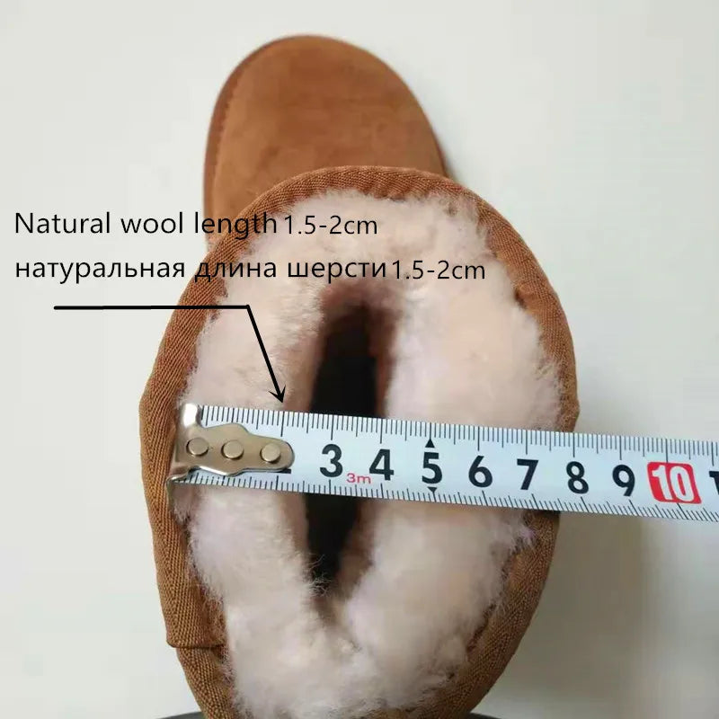 Snow Boots Women Waterproof Australia Winter Warm Shoes Non-slip Rubber Sole 100% Genuine Cowhide Leather Big Size Wholesale