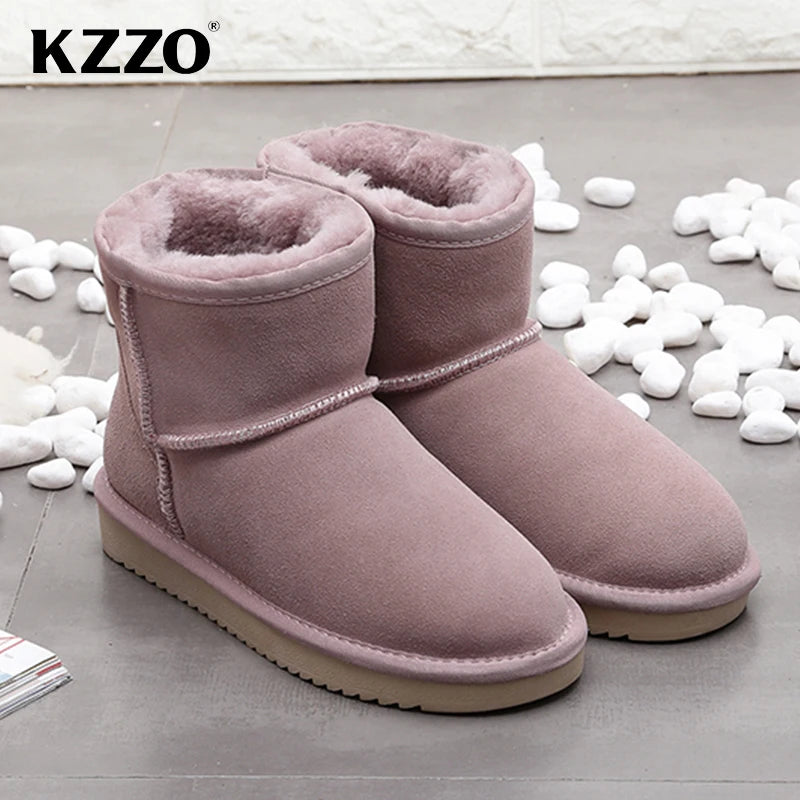 Snow Boots Women Waterproof Australia Winter Warm Shoes Non-slip Rubber Sole 100% Genuine Cowhide Leather Big Size Wholesale