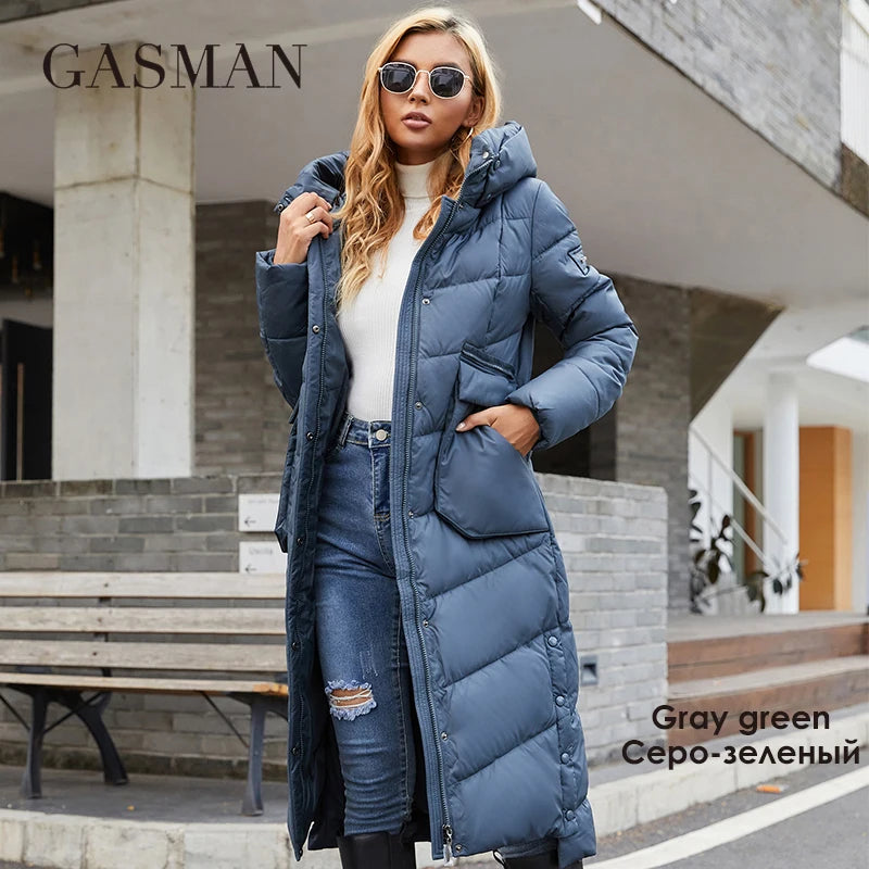 GASMAN 2022 Women's winter jacket fashion long Big pocket Coat women brand high-quality parka windproof warm down jackets 21362