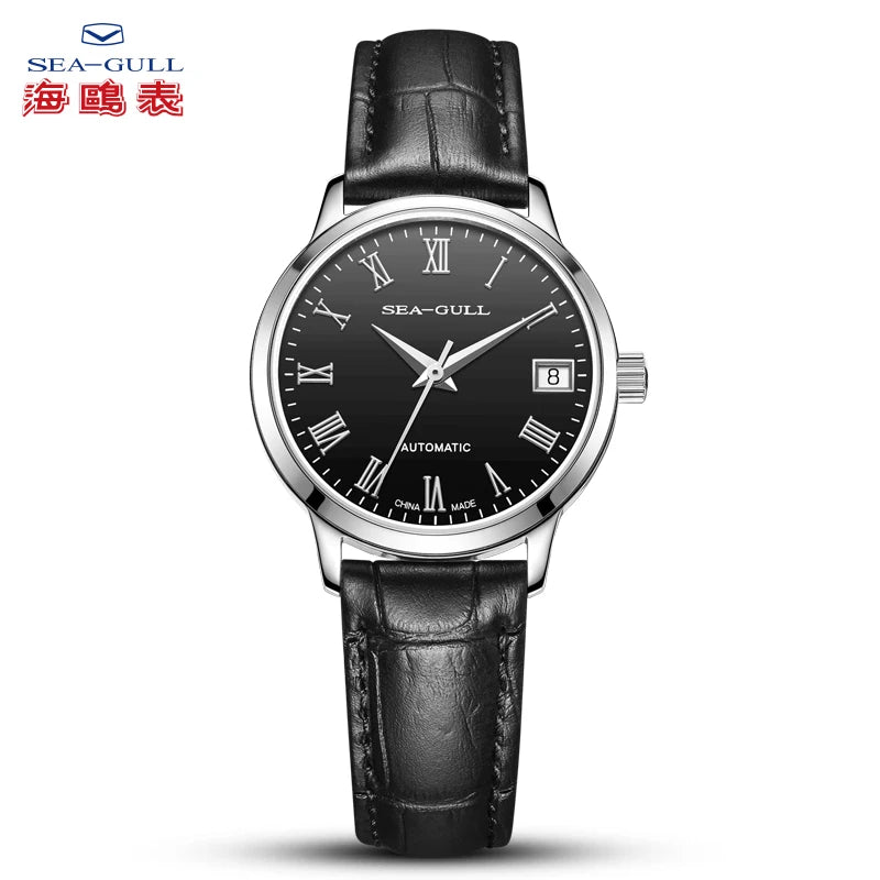 New Seagull Automatic Mechanical Wristwatch for Ladies Waterproof Leather Strap Buckle Casual Business Watch 6042L