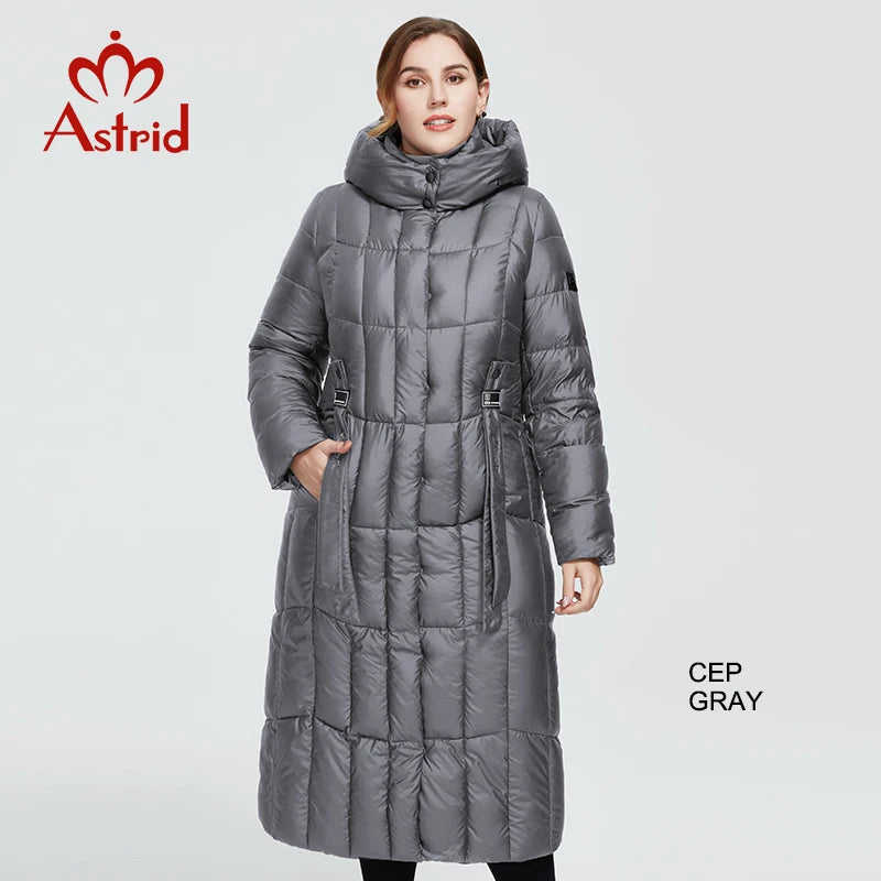 Astrid 2022 New Winter Women's coat women long warm parka Plaid fashion thick Jacket hooded large sizes female clothing 9546