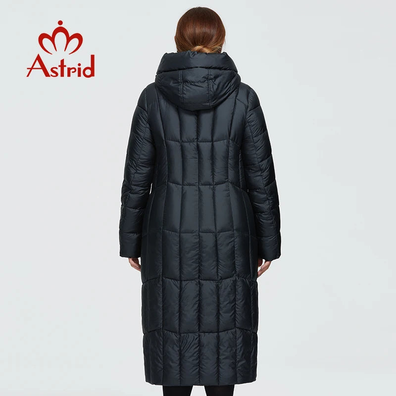 Astrid 2022 New Winter Women's coat women long warm parka Plaid fashion thick Jacket hooded large sizes female clothing 9546