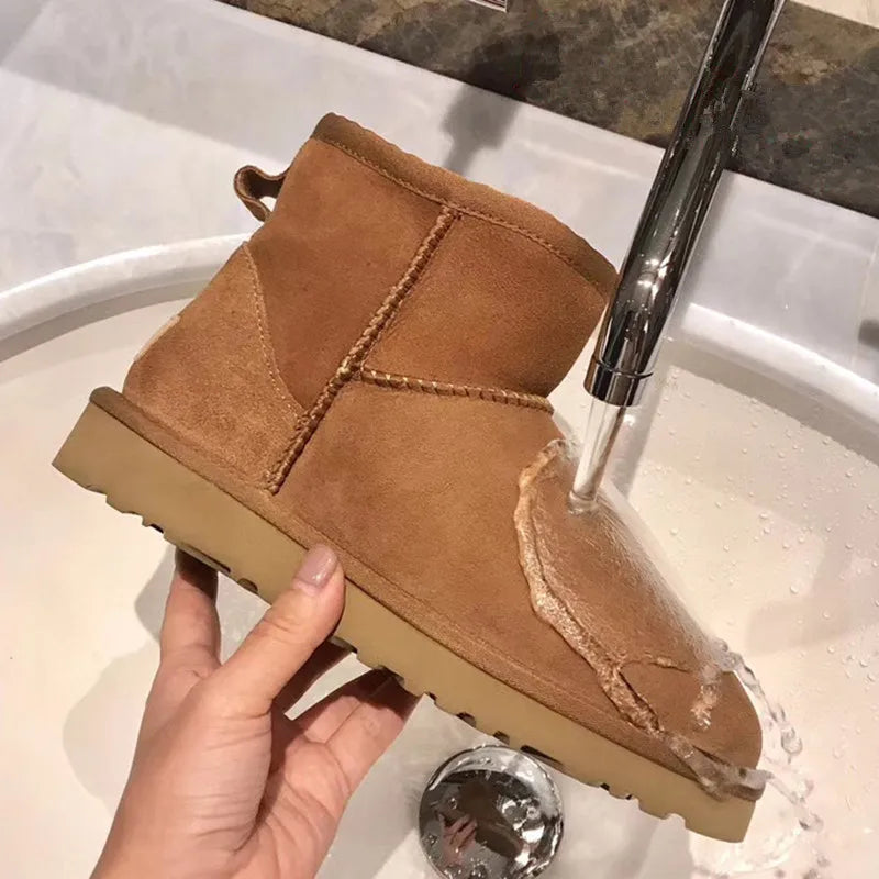 Snow Boots Women Waterproof Australia Winter Warm Shoes Non-slip Rubber Sole 100% Genuine Cowhide Leather Big Size Wholesale