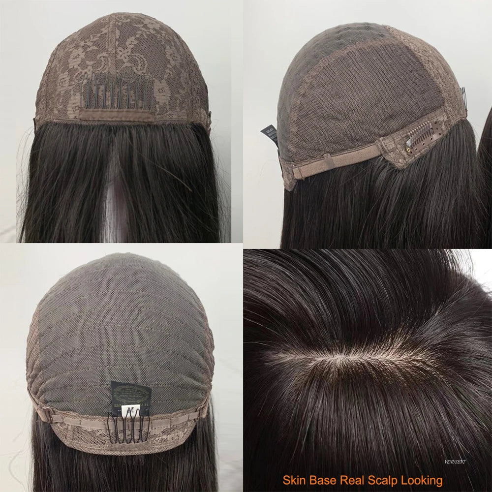 Virgin European Human Hair Jewish Wig Silk Top Straight Bob Wig Kosher Sheitel Same Hair Length Silk Top None Lace Wig For Women