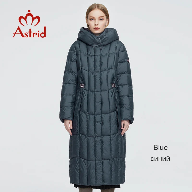 Astrid 2022 New Winter Women's coat women long warm parka Plaid fashion thick Jacket hooded large sizes female clothing 9546
