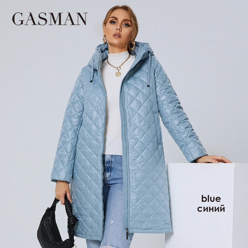 GASMAN 2022 Women's Autumn Winter jacket Fashion XL-5XL long High street parka Furry lining high quality Brand coat woman 81121