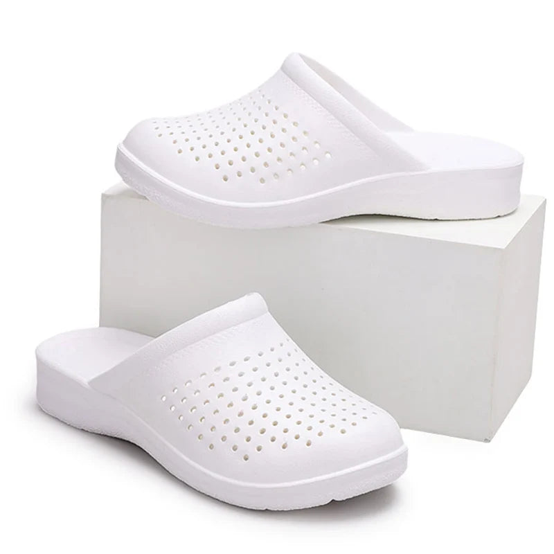 2025 Eva Soft Sole Doctor Nurse Slippers Women Lightweight Hollow Out Platform Slides Woman Solid Non Slip Beach Flip Flops 41