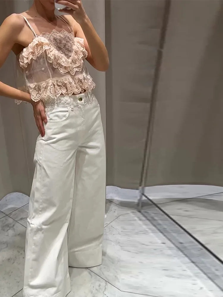 Braided Twist Jeans Woman Low Waist Full Length Loose Wide Leg Trousers Female 2025 Spring Summer New Fashion Street Denim Pants