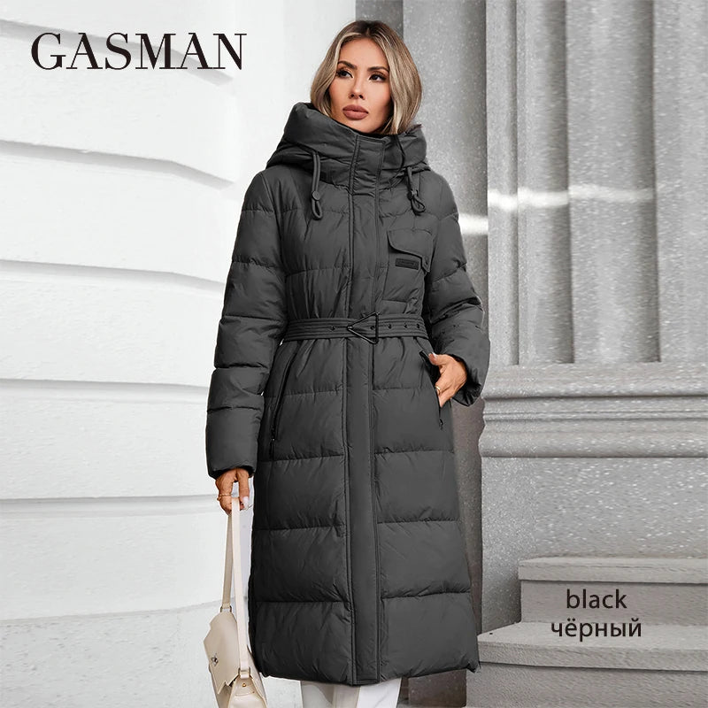 GASMAN 2024 Women's winter jacket fashion long Big pocket Coat women brand high-quality parka windproof warm down jackets 88618