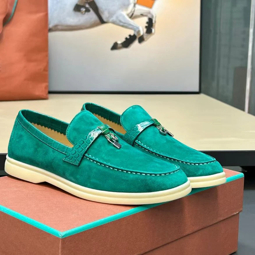 2025 women top quality Crocodile leather splicing cashmere leather low-top casual leather muller shoes flat loafers