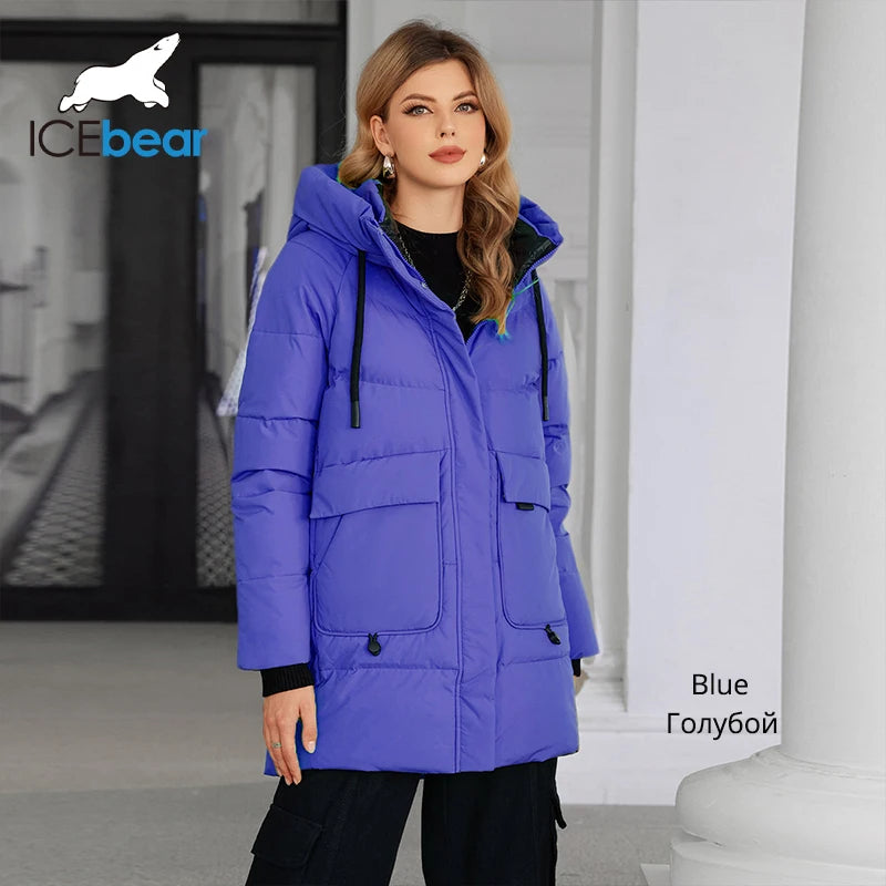 ICEbear Women's Padded Jacket New Winter 2024 with Hooded Zipper Stylish Warm Jacket Women's Jacket GWD3781I