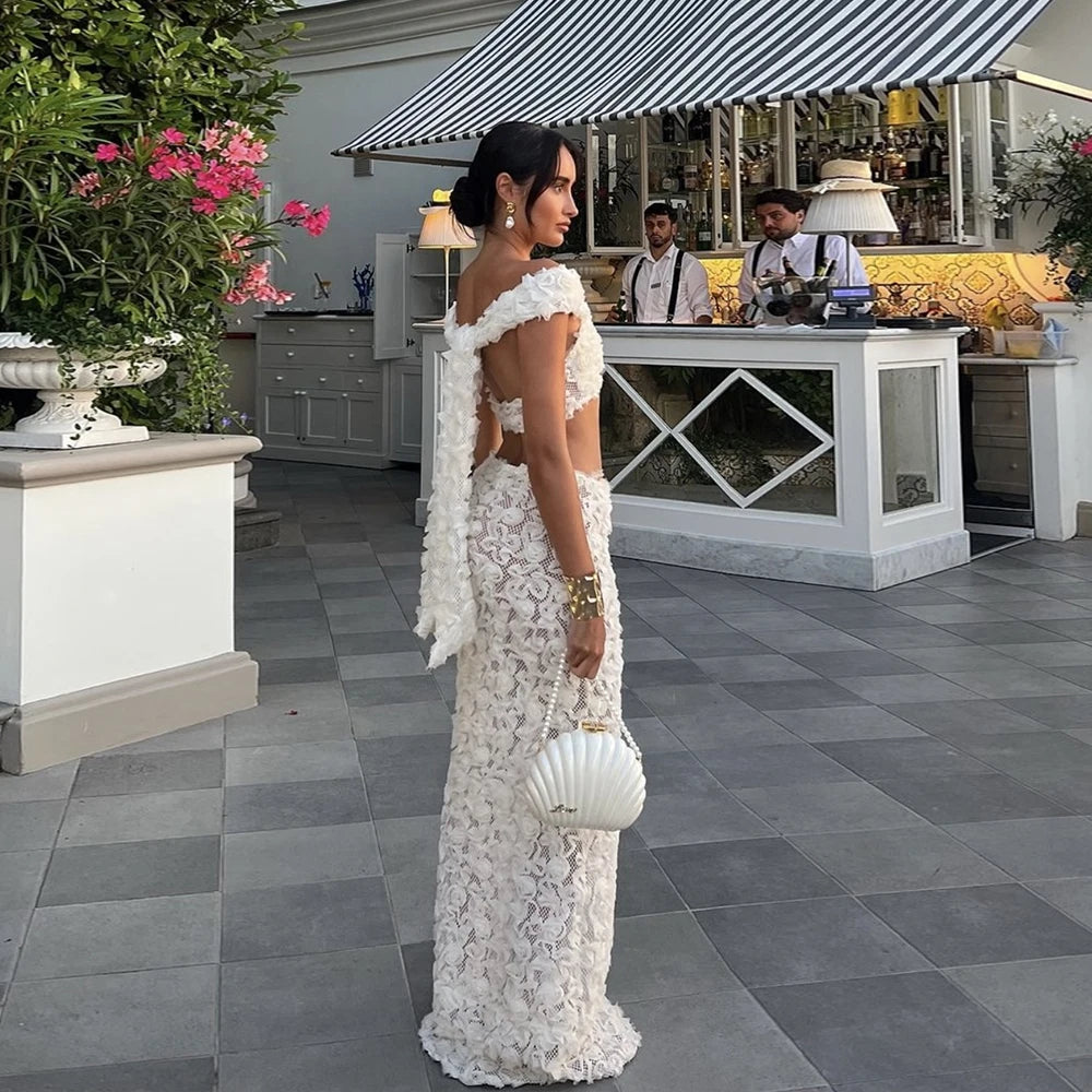 Sexy White Lace 3 pieces Bikinis Women Swimsuit 2024 Swimwear Bathing Suit Beachwear With Lace Skirt Bikini Set Biquini female