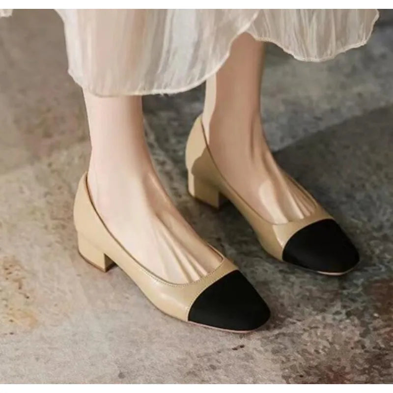 New Leather Women's Heeled Single Shoes Sandals Thick Heel Chaussure Femme Zapatos Mujer Sandalias Sapatos Pumps Formal Shoes
