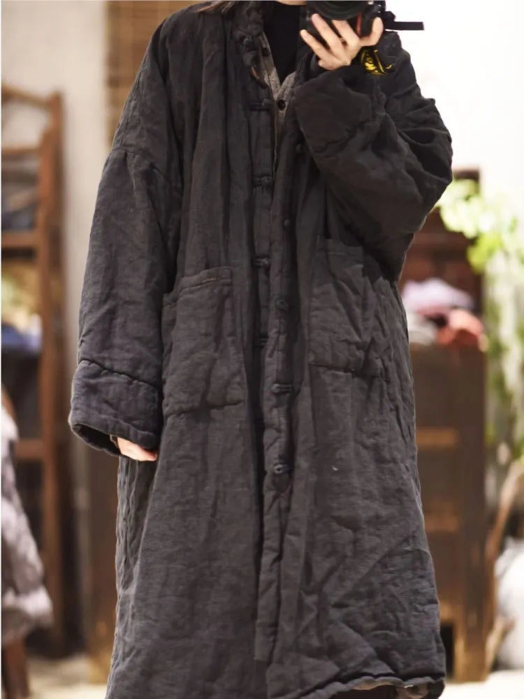 Women Winter Padded Long coat Parkas Ladies Vintage Topcoat Female 2024 Stand Collar Parkas