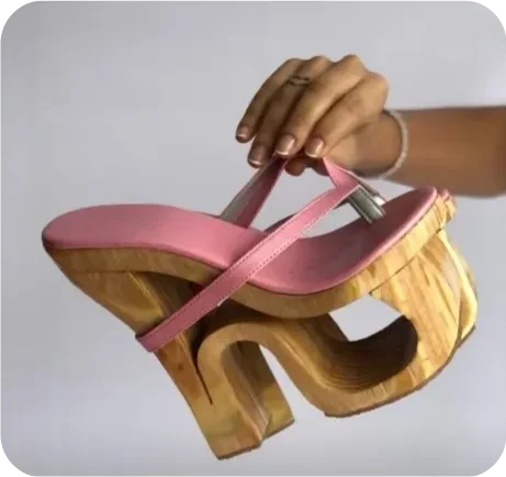 Wooden Heel Flip Flop Slippers Pink Leather Runway 2025 Round Toe New Arrivals Block Heel Dress Sandals Handmade Shoes