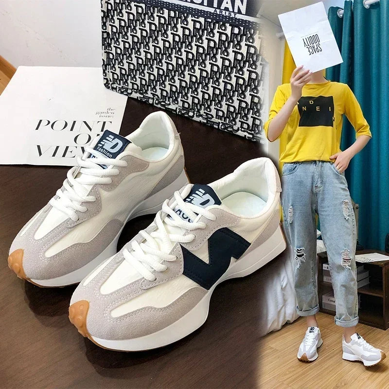 Women's Sneakers Hot-selling Fashionable Breathable Lace Comfortable Women's Shoes Casual Thick Sole Brand Running Sports Shoes