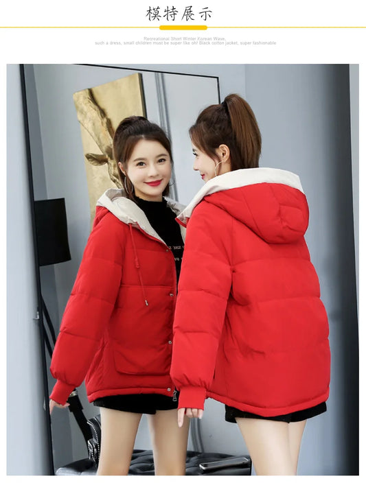 Women Cotton Bread Coat Winter Solid Pockets Decoration Warm Windbreak Loose Thick Casual Ladies Jacket High Quality