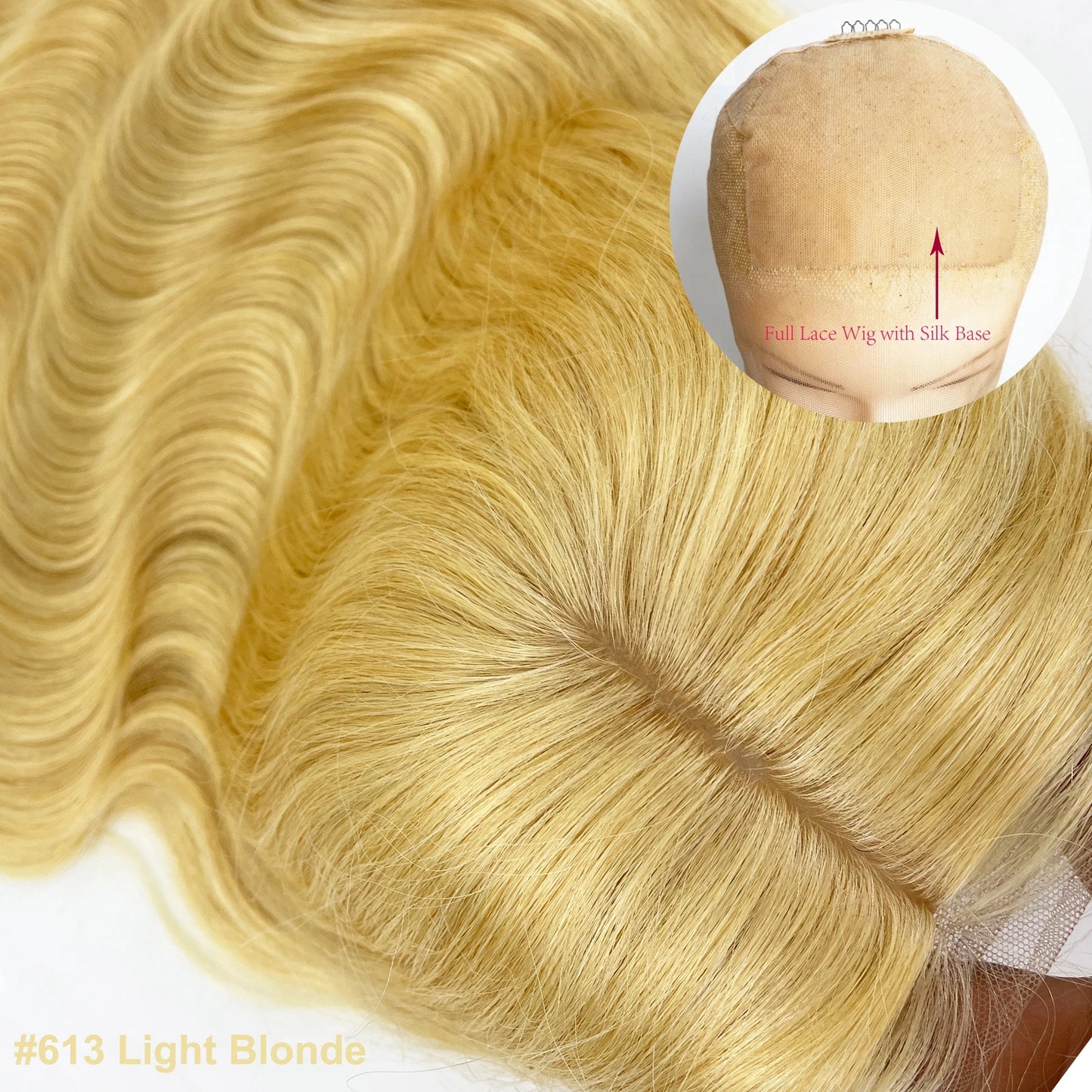 Silk Top Full Lace Wig Human Hair Light Blonde #613 Body Wave Remy Peruvian Hair Soft Silk Base Pre Plucked for Women