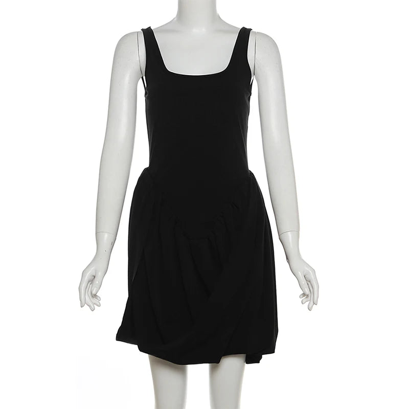 BKLD 2024 Autumn Sleeveless Sexy Female Mini Backless Dresses Slim Night Club Party Elegant Women's Folds Dress Bodycon Vestidos