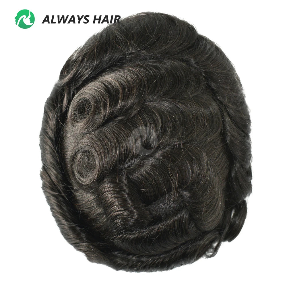 Alwayshair-DUAR Q6 Hair System Invisible Hairline Men Toupee Lace & PU Natural Indian Hair Prosthesis 130 Hair Patch for Man Wig