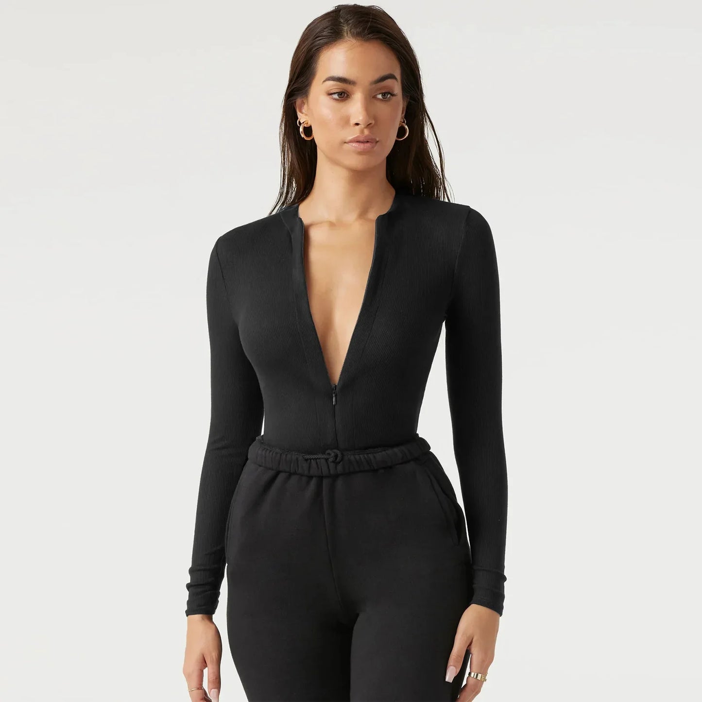 2025 Fall Winter New Women's Jumpsuits Tight-Fitting Knit Jumpsuit with Zipper Top Y2k Woman Clothing