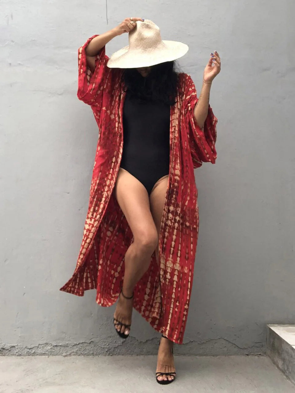 Beach Kimono for Women Swimsuit Cover-ups boho Fashion Tie-dye Tunic Cape Dress Summer Holiday Bikini Cover Up Pareo Robe