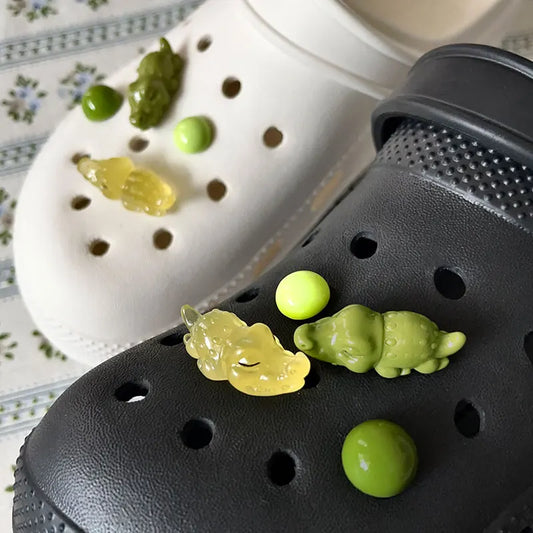 Cute Marine Animal Sleep Crocodile Noctilucent Shoe Charms for Crocs Decorations Garden Sandals Clogs Pins Slipper Accessories