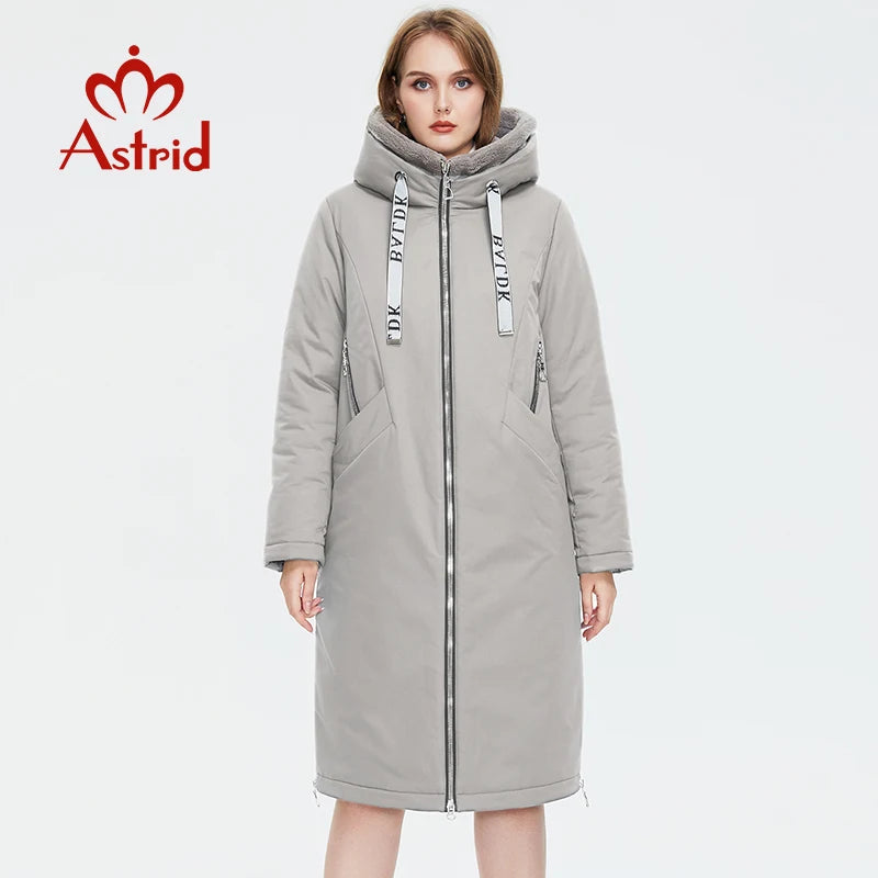 Astrid Women's winter parka Long Casual Hooded fur mink down Minimalist style jackets for women coat plus size parkas  AT-10089
