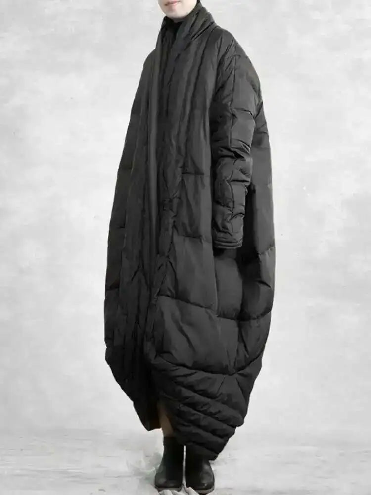 EAM Camel Big Size Thick Warm Long Down Jacket New Long Sleeve Warm Women Parkas Fashion Tide Autumn Winter 2025 31A1074