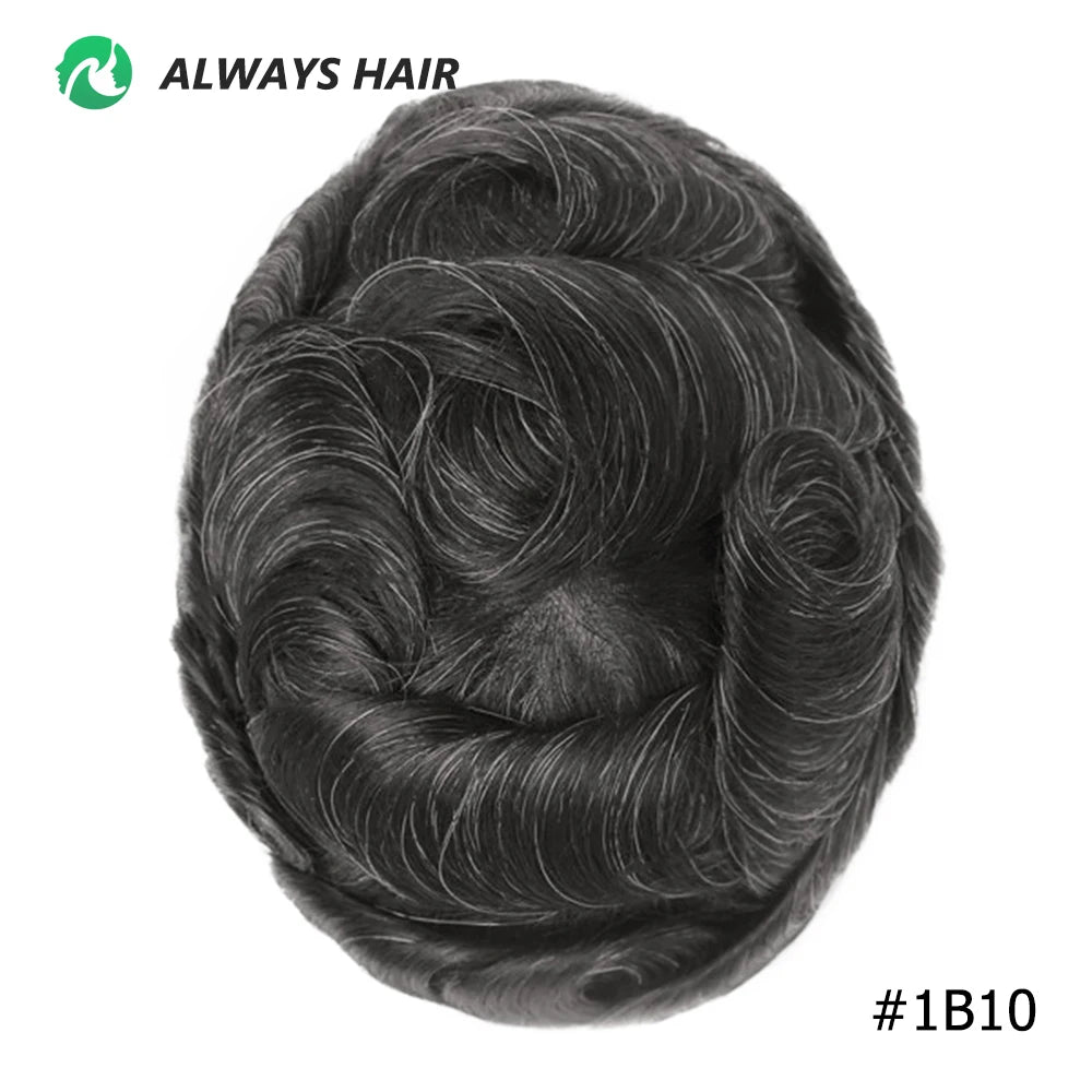 Alwayshair-DUAR Q6 Hair System Invisible Hairline Men Toupee Lace & PU Natural Indian Hair Prosthesis 130 Hair Patch for Man Wig
