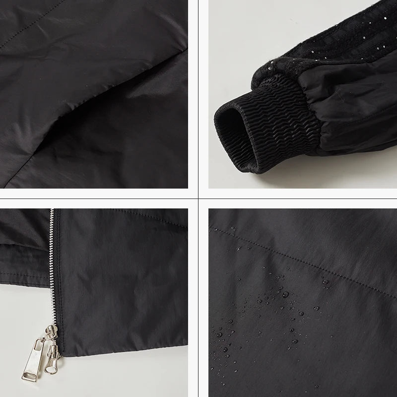 Astrid 2022 Spring Women's Parkas Oversize Padded Coats Hooded Fashion Wool Textile Stitching Jacket Outerwear Quilted AM-10122