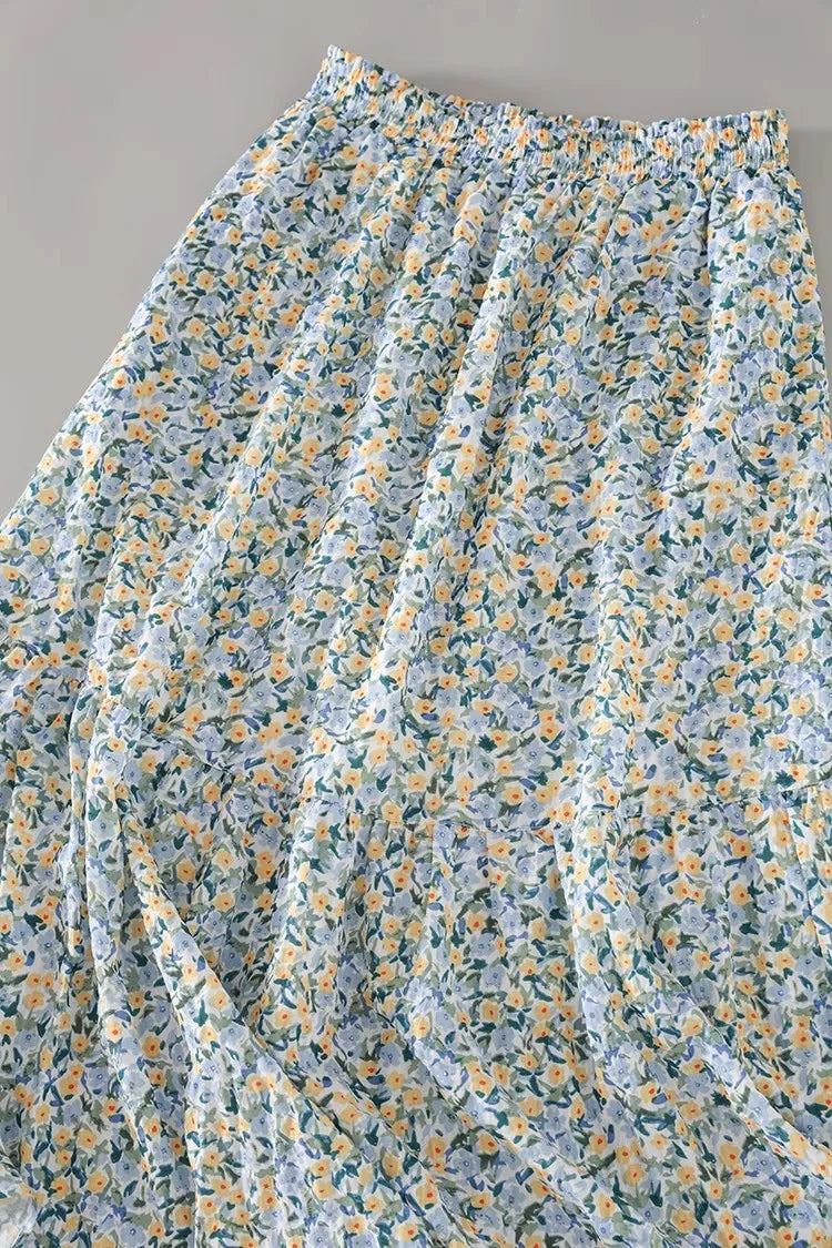 Women Skirt 2024 Summer New Fashion Temperament Gentle Vintage A-line Side Slit Skirt Slim Versatile Waist