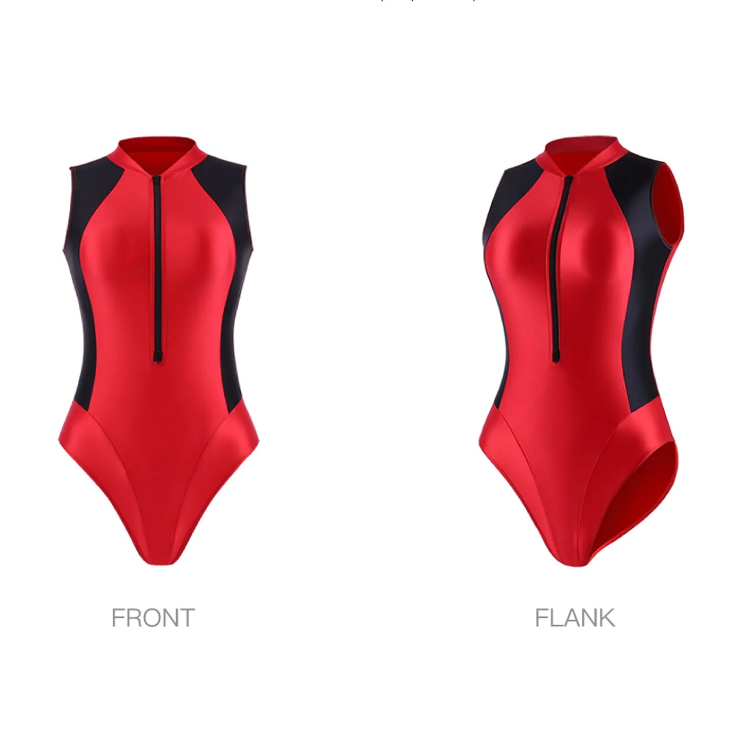 AMORESY-One-Piece Swimsuit, Front Zipper, Shiny Glossy, Sunscreen, Sexy, Slim, Japanese Swimwear, Competitive, Hot Spring