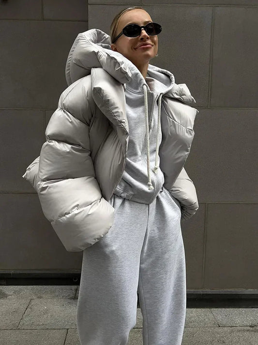 TARUXY Thick Parkas Long Sleeve Top Women Autumn Winter Warm Coat Women's Street Fashion Hoodies Woman Cotton-padded Jacket 2023