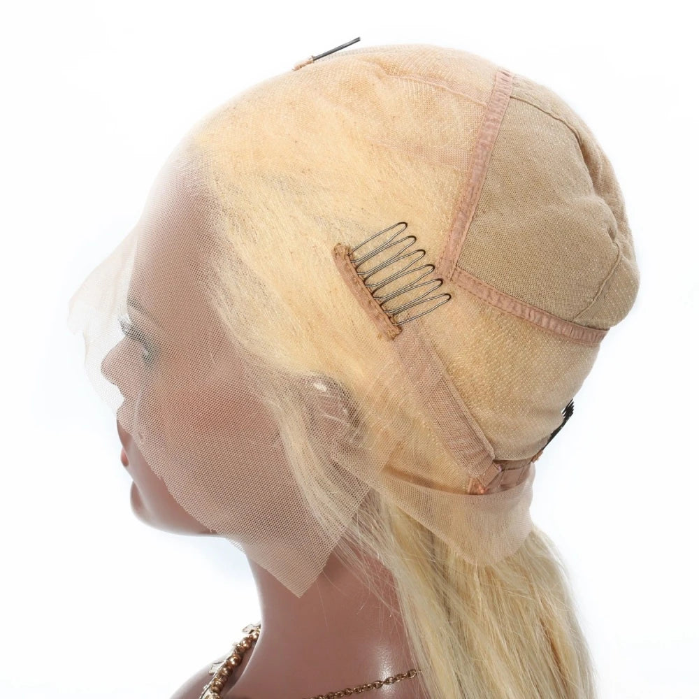 Silk Top Full Lace Wig Human Hair Light Blonde #613 Body Wave Remy Peruvian Hair Soft Silk Base Pre Plucked for Women