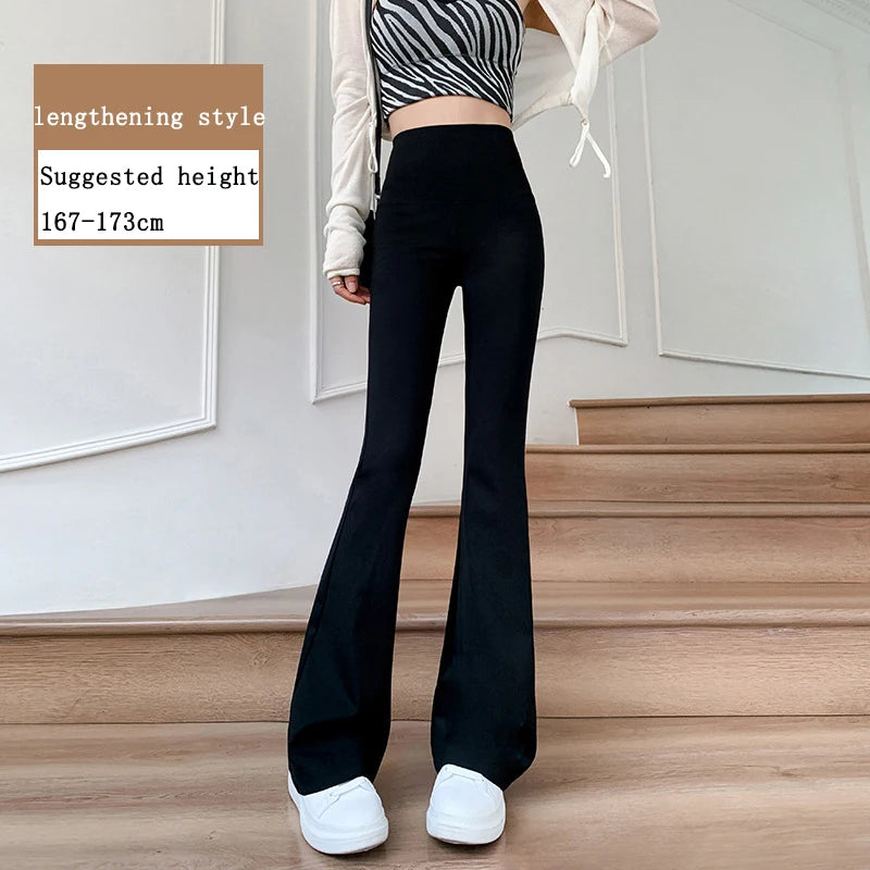 Women Flare Pants Slim High Waist Solid Sexy Shark Flare Pants Elastic Butt Lift Skinny Leggings Fashion Casual Streetwear