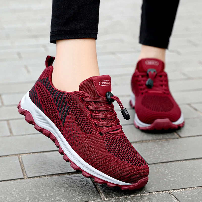 2025 Women Sneakers Fashion Platform Lace Up Casual Sports Shoes Comfortable Running Ladies Vulcanized Shoes Female Footwear