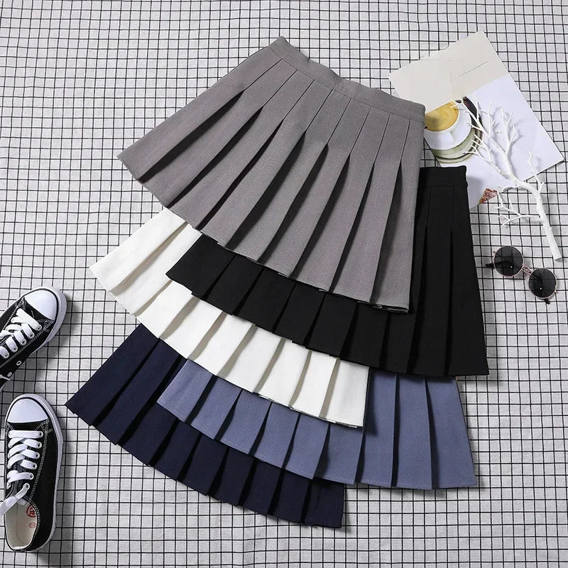 100-crotch Women Spring Summer Jk White A- crotch High-waist Short Skirt Autumn Winter Plaid Half-skirt