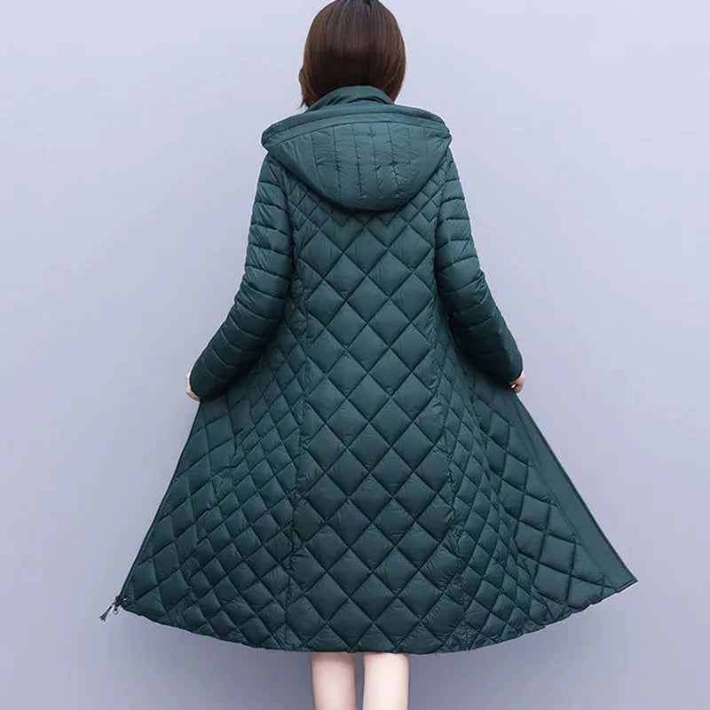 New Cotton-Padded Women Light Down Cotton Coat Long Autumn Winter Jacket Supersize Female Detachable Hooded Parker Overcoat 7XL