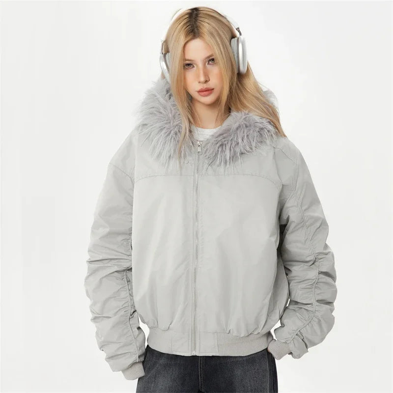 Women's Winter Down Jacket with Hood Female Winter 2024 Lightweight Padded Women Short Down Padding Jacket with Fur for Women