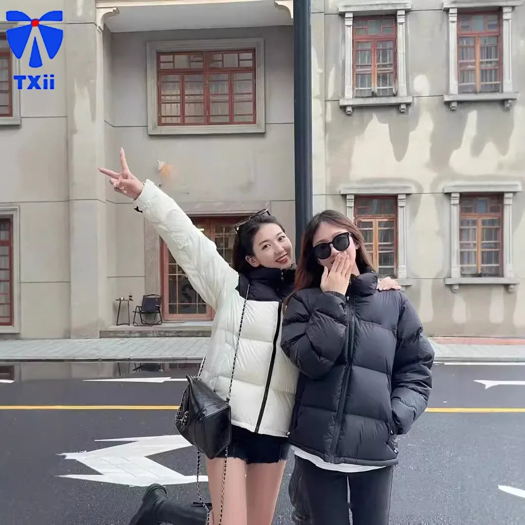 TXii New High Quality Face 1996  Down Jacket Winter Warmth And Windproof 700 Thick Color Matching  Goose Down Bread Jacket